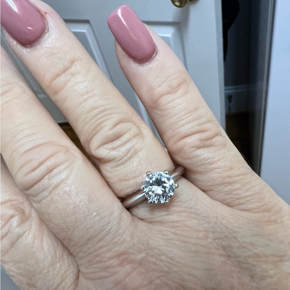 Wedding Ring Solid Silver 2 C’s Engagement Ring - image 2